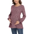 thumbnail image 3 of Ecavus Women's Maternity Sweater Bishop Sleeves Tunics Peplum Top WineRed S, 3 of 6