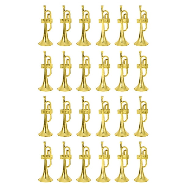 24pcs Mini Trumpet adornos de trompeta DIY Decoraciones de trompeta en miniatura Modelos únicos de trompeta