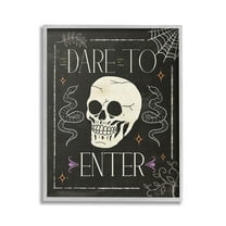 Stupell Industries Dare To Enter Phrase Holiday Painting Gray Framed Art Print Wall Art, 24 x 30