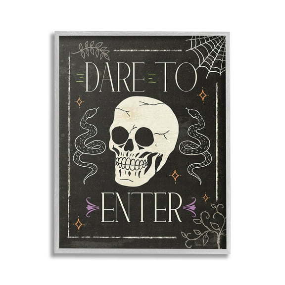 Stupell Industries Dare To Enter Phrase Holiday Painting Gray Framed Art Print Wall Art, 24 x 30