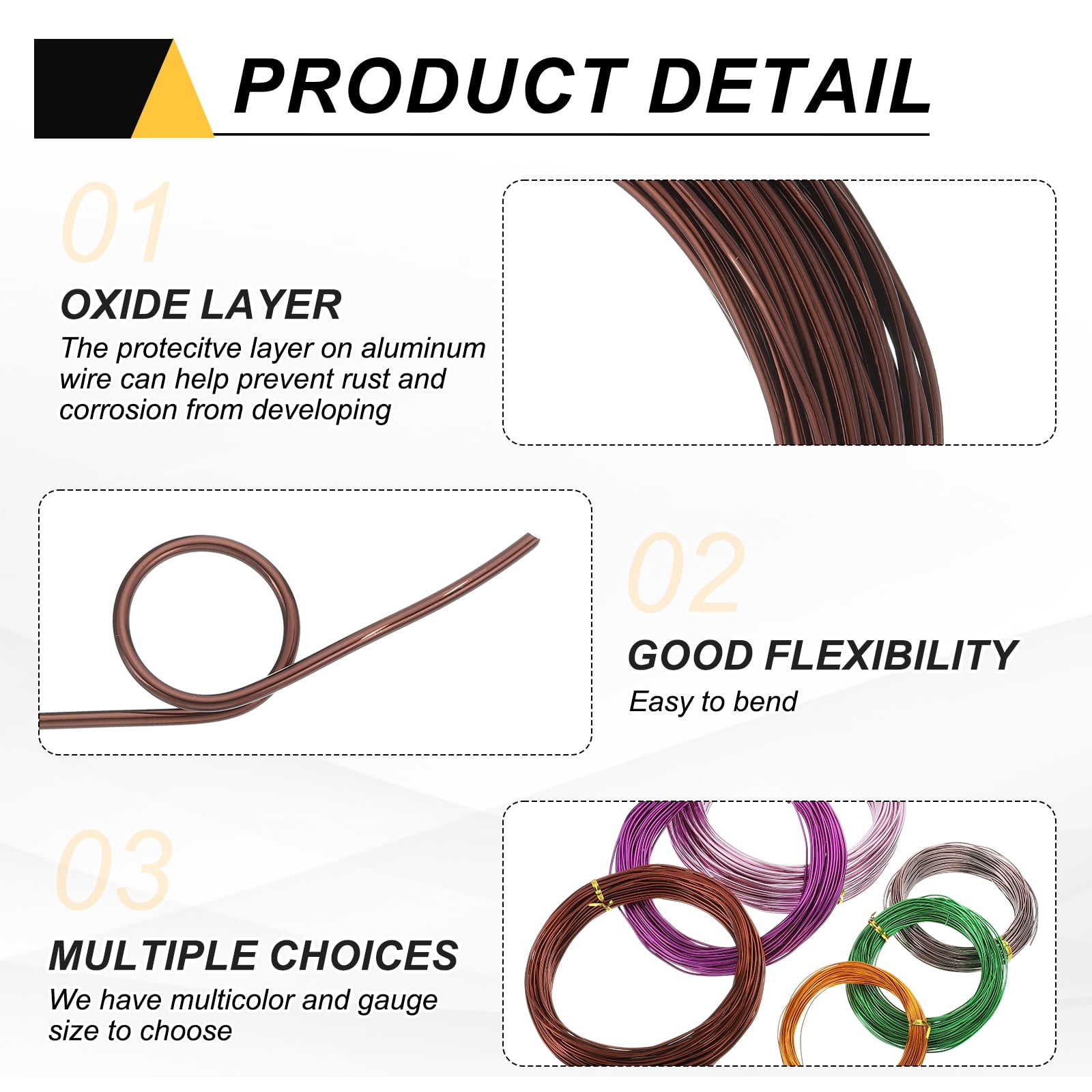 Uxcell 9 Gauge 3mm Aluminum Wire, 80 Feet Bendable Metal Craft Armature Wire, Copper Tone