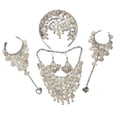 thumbnail image 3 of Conjunto de 4 piezas de joyería de boda, elegante conjunto de joyería tradicional india para novia Pendientes de gancho, 3 of 7