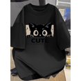 thumbnail image 1 of Camiseta con estampado de gato para hombre - "Eres mejor que los que trabajan", cuello redondo informal, manga corta, algodón de verano para uso diario | Estilo informal | Tejido de calidad, 1 of 5