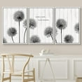 thumbnail image 3 of IDEA4WALL Framed Canvas Print Wall Art Set of 3 Dark Dandelion Flowers on Wood Background Wall Decor Retro Vintage Nature Wilderness Botanical Floral Prints Minimal Bohemian Artwork - White 16"x24"x3, 3 of 5