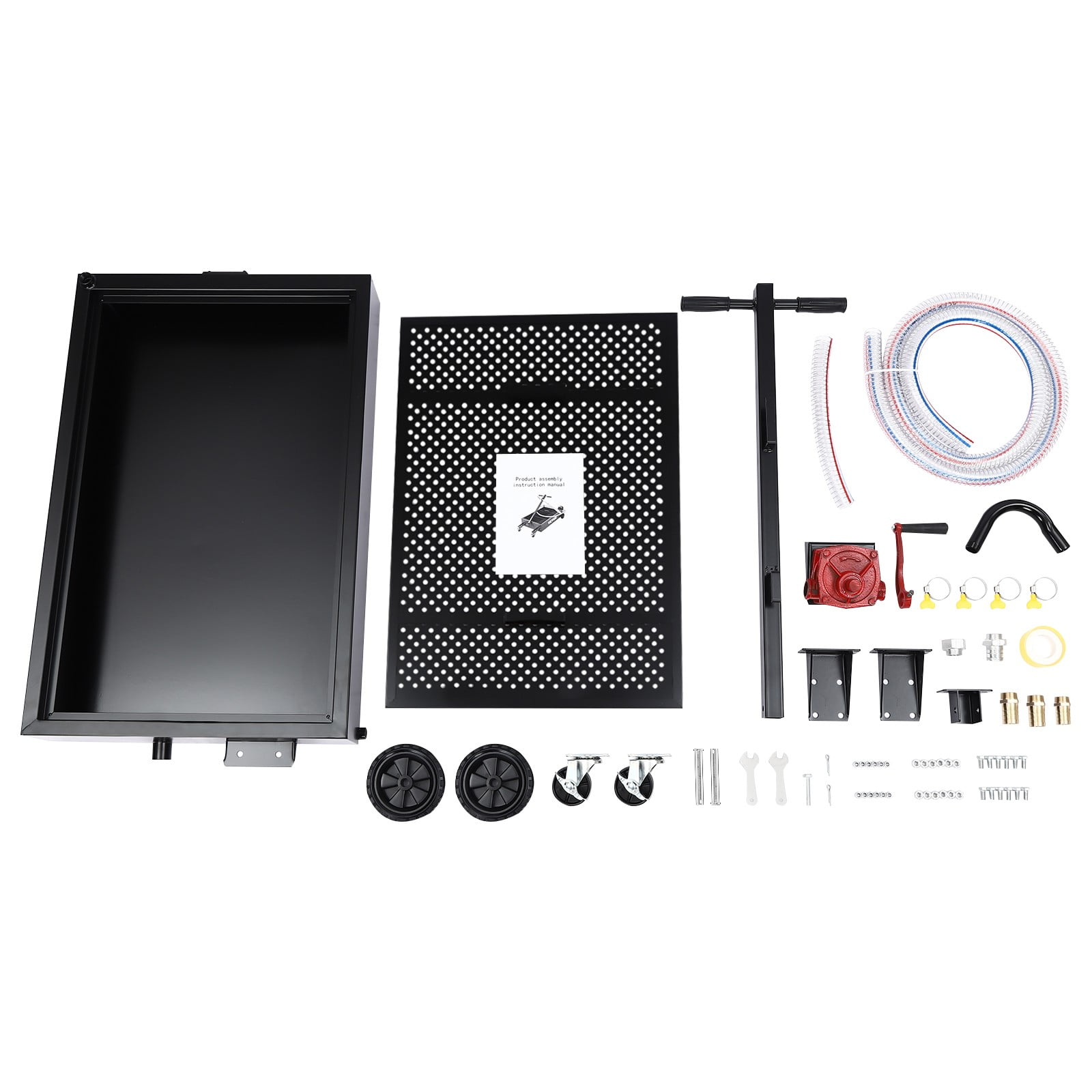DENEST Oil Drain Pan 15 Gallon Oil Drain Tank Oil Change Pan with Manual Rotary Pump