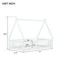 thumbnail image 7 of Miniyam Twin Size Floor Bed for Kids with Tent House Frame, Montessori Low Bed with Guardrails, White, 7 of 7
