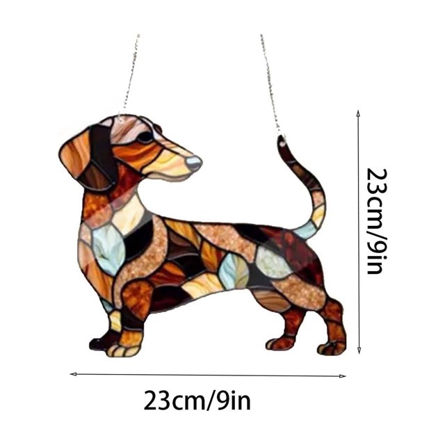 Liquidación de Zmeidao: Atrapasol acrílico de perro salchicha teñido, divertido adorno de vitral para ventana, atrapasol para ventana, regalo de perro salchicha para mujer, decoración de jardín con