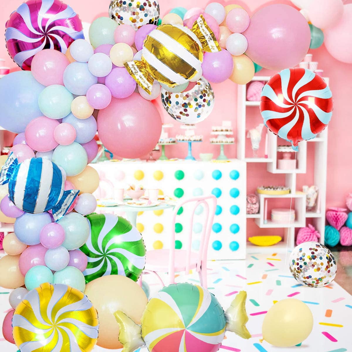 Candy Balloon Garland And Arch Kit Candyland Party Decorations With Pastel Macaron Lollipop Balloons For Christmas Holiday Candy Theme Baby Shower Birthday Party Supplies Walmart Com Walmart Com
