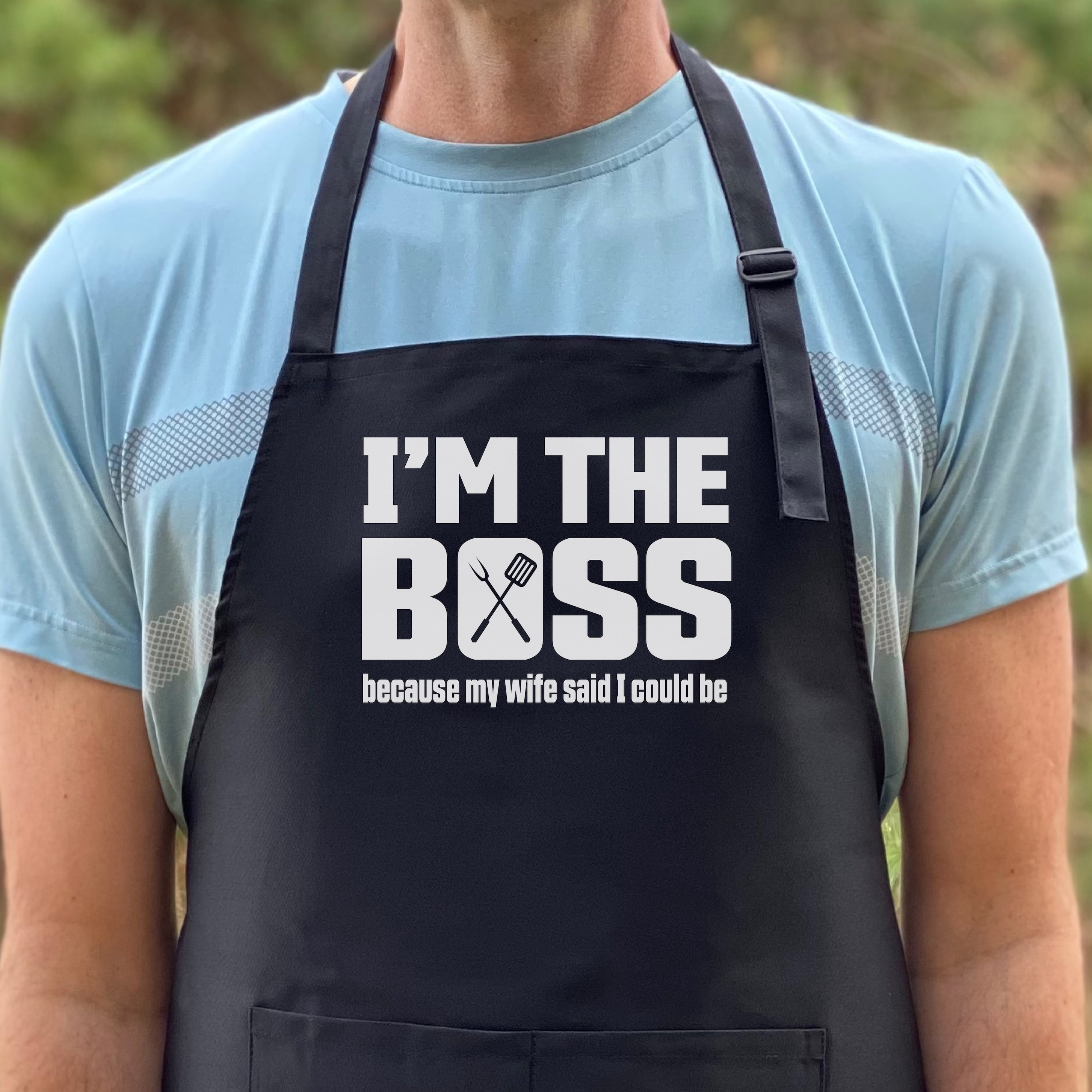 GuyAprons I'm The Boss Apron, Funny Apron for Men, BBQ Grill Apron, Funny Apron for Dad