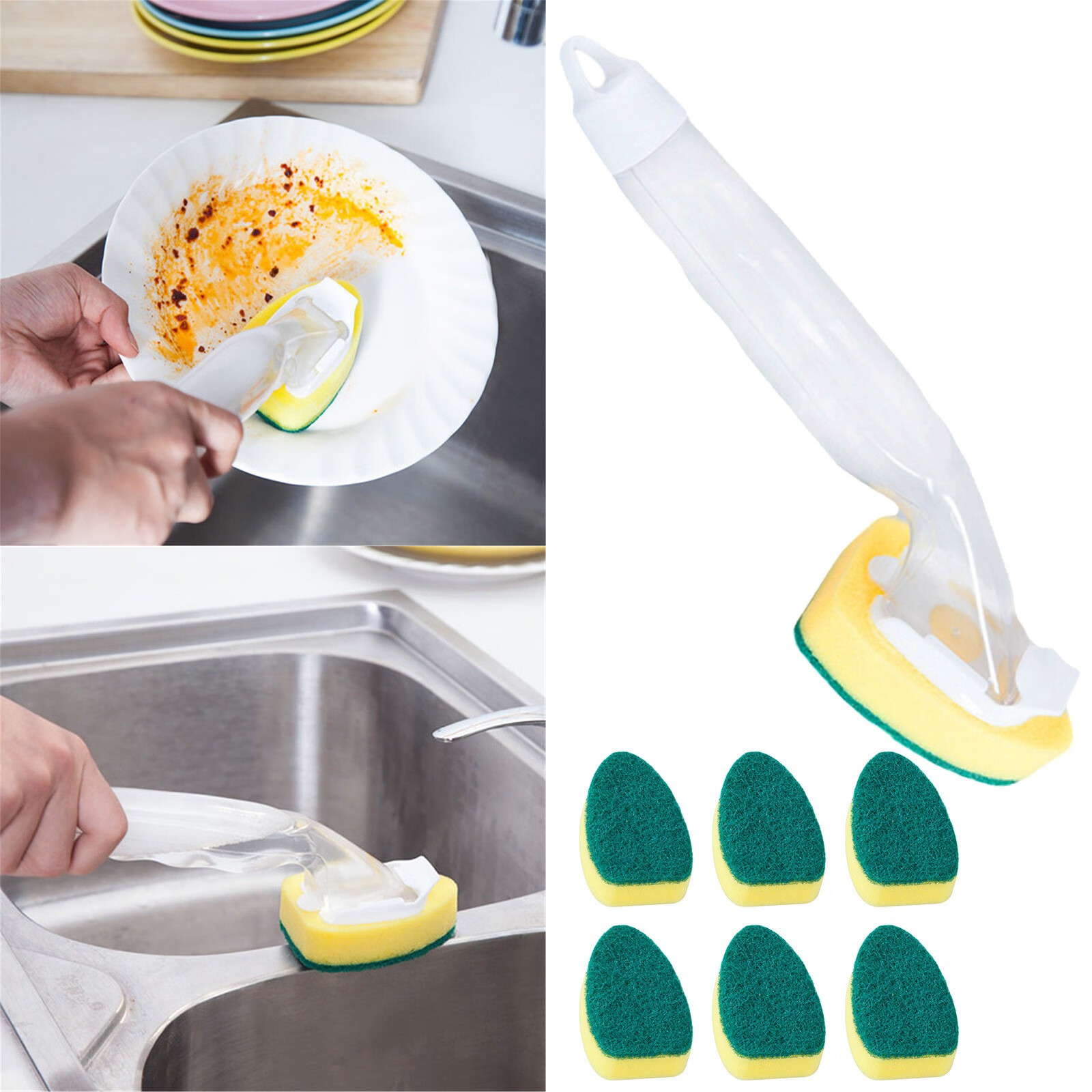 LBS Dish Wand Sponge Replacement Heads for Kitchen Sink Cleaning Dish