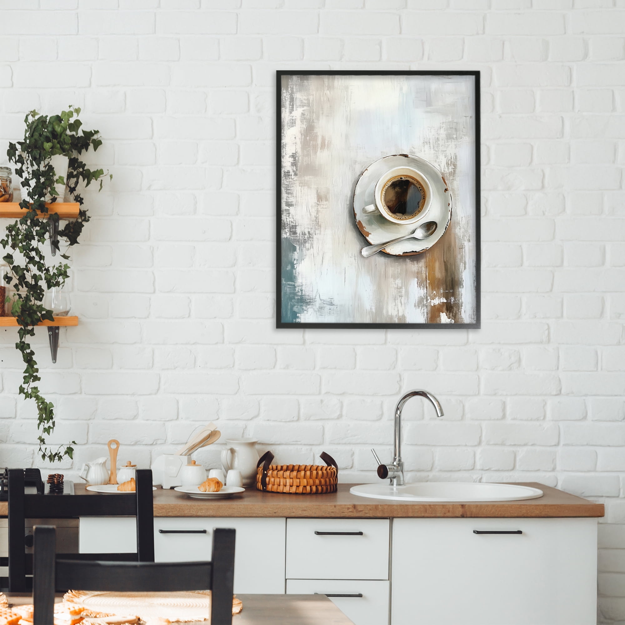Stupell Industries Neutral & Rustic Cup of Coffee Black Framed Giclee Art, design by LSR Design Studio