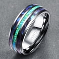 thumbnail image 2 of NUNCAD Men's 8mm Tungsten Carbide Ring Green Opal and Abalone Shell Wedding Engagement Ring, 2 of 5