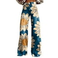 thumbnail image 2 of Women's Casual Pants 2025 New Summer Flower Wide Leg Pants Lightweight And Loose Casual Colorful Pants Imitation Jeans,Blue Women's Casual Pants XXL, 2 of 4
