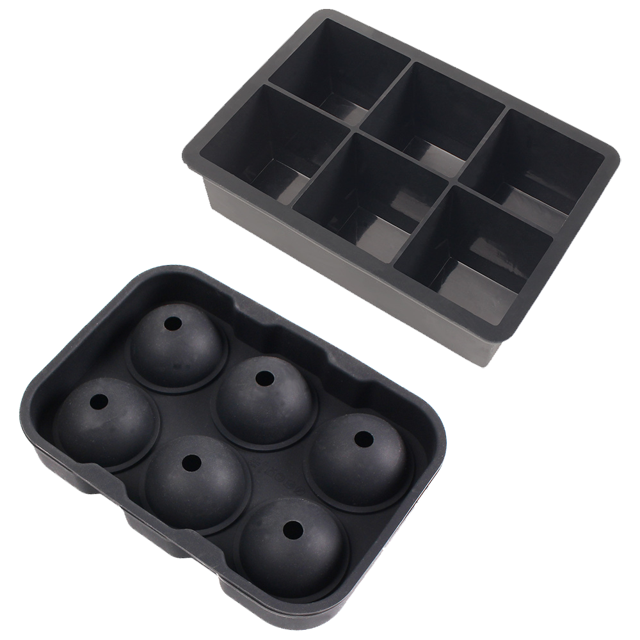 Bandeja para cubitos de hielo: juego de 2 con (1) molde esférico y (1) molde cuadrado