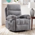 thumbnail image 7 of Bonzy Home 2 Pack Manual Recliner Chairs with Massage & Heat, Soft Fabric Double Reclining Single Sofa Set with Overstuffed Armrest & Backrest, Recliner Chairs with Side Pocket for Living Room, Gray, 7 of 7