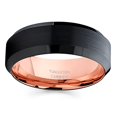 thumbnail image 2 of Rose Gold Tungsten Wedding Ring,Black Tungsten Ring,Black Wedding Ring,Tungsten Carbide Ring,Anniversary Ring,Comfort, 2 of 3