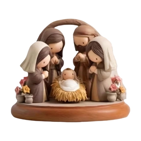 Flat Christmas Scene Desktop Decoration, 2D Acrylic Easter Nativity Scene Tabletop Ornament, Religious Tabletop Decorative Signs Christian Decor for Home, Church, Holiday