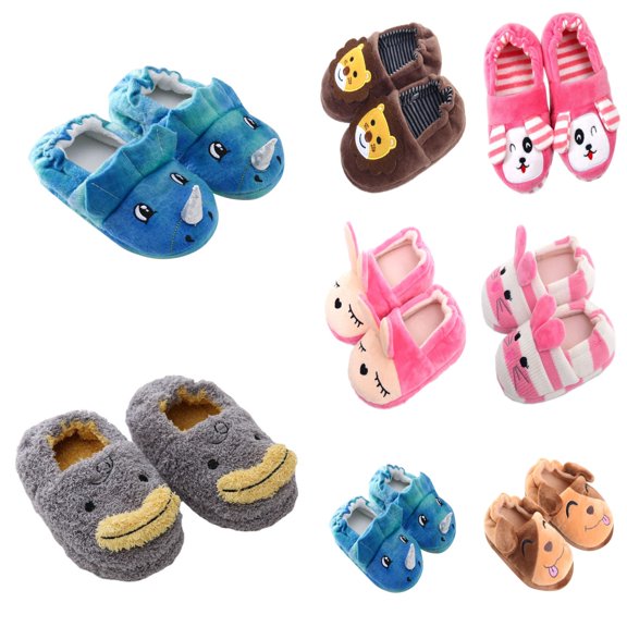 BRICH Kids Toddler Slippers Boys Girls House Shoes Non- Warm Soft Winter Fuzzy Indoor Slipper 07-Coffee