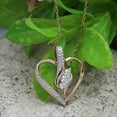 thumbnail image 2 of AFFY 0.25CT White Natural Diamond 3 Stone Heart Pendant Necklace for women 14K Rose Gold over Silver, 2 of 6