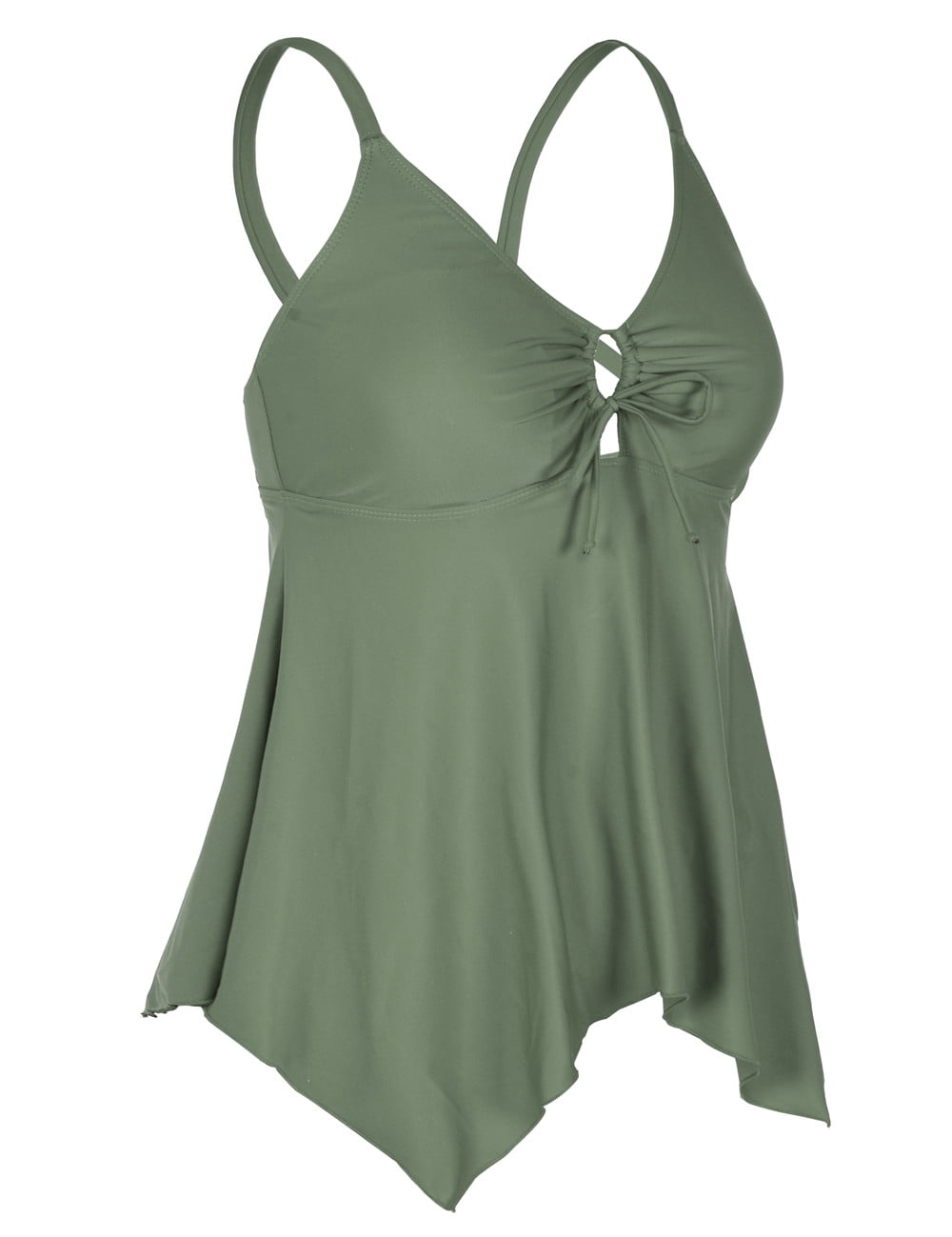 Mycoco Women's Front Tie Swim Top Cross Back Tankini Top Flowy Swimsuit Tops