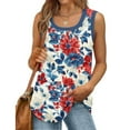 thumbnail image 2 of ZQUUVOU Women's Tank Tops Printed Floral Solid Color Sleeveless Crew Neck Cotton Casual Tee(E-Multicolor,5XL), 2 of 7