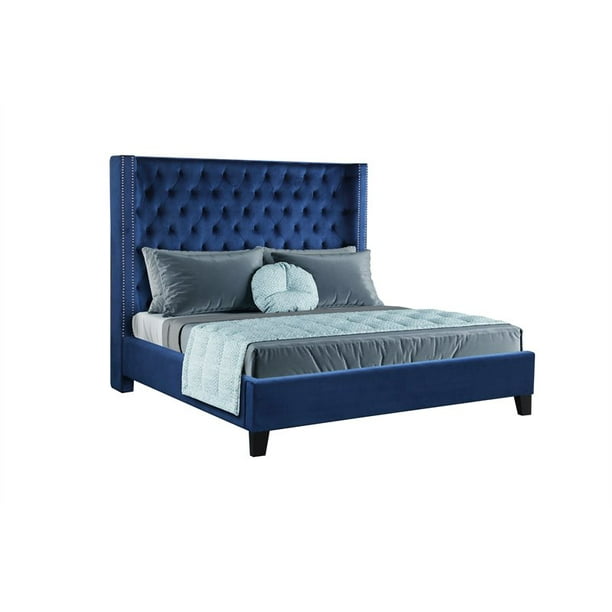 Galaxy Home Allen Tufted Upholstered, Blue Bed Frame Queen