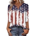 thumbnail image 5 of 4th of July Shirts Women Plus Size 3/4 Sleeve T Shirts Casual USA Flag Print Tops USA 250th Anniversary Celebration Party Pullover Independence Day Patriotic V Neck Blouses Multicolor S, 5 of 5
