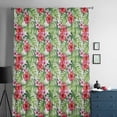 thumbnail image 5 of Tropical Leaves Semi Sheer Curtains Drapes for Living Room, Bedroom, French Doors Window 72 Inches Long, Summer Green Pink Flower Floral Rod Pocket Chiffon Curtain Drapery Voile Draperies Panel, 5 of 6