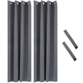 thumbnail image 3 of Sunnydaze Modern 2-Piece Gray Solid Blackout Indoor or Outdoor Curtain Set, 3 of 14