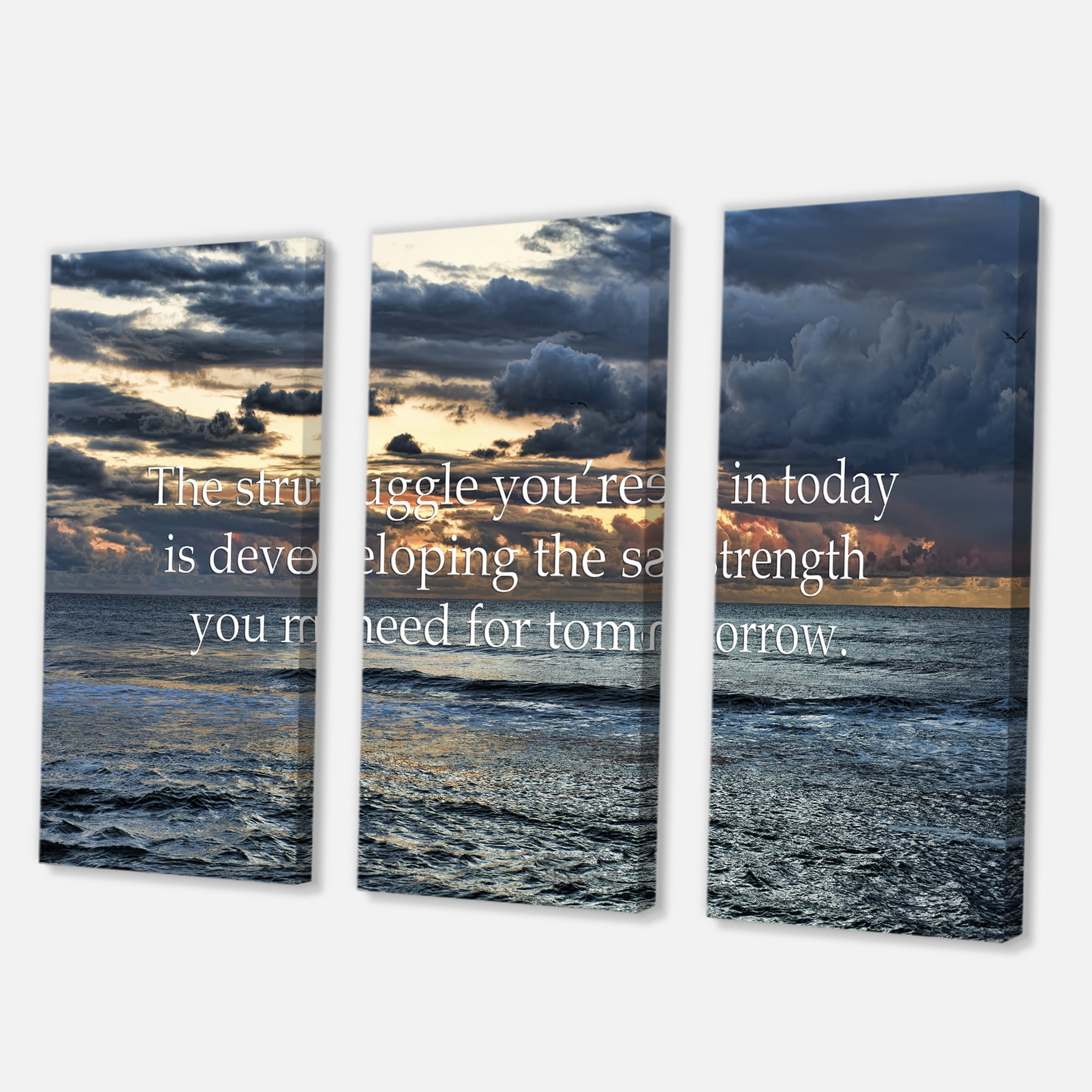 Designart ' Inspirational Quote and Ocean ' Nautical & Coastal Canvas Wall Art Print