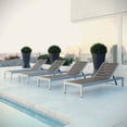 thumbnail image 5 of Modern Contemporary Urban Design Outdoor Patio Balcony Chaise Lounge Chair ( Set of 4), Grey Gray, Aluminum, 5 of 5
