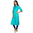 thumbnail image 3 of Bimba Women Blue Chic Style Tunic Indian straight Kurta Kurti With Hand-Beaded Work Top Blouse, 3 of 7