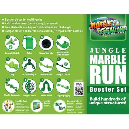 Marble Genius Jungle Booster Set, 3.43'' Height, Marble Run Toys for Ages 3 and Above, 30 Pieces