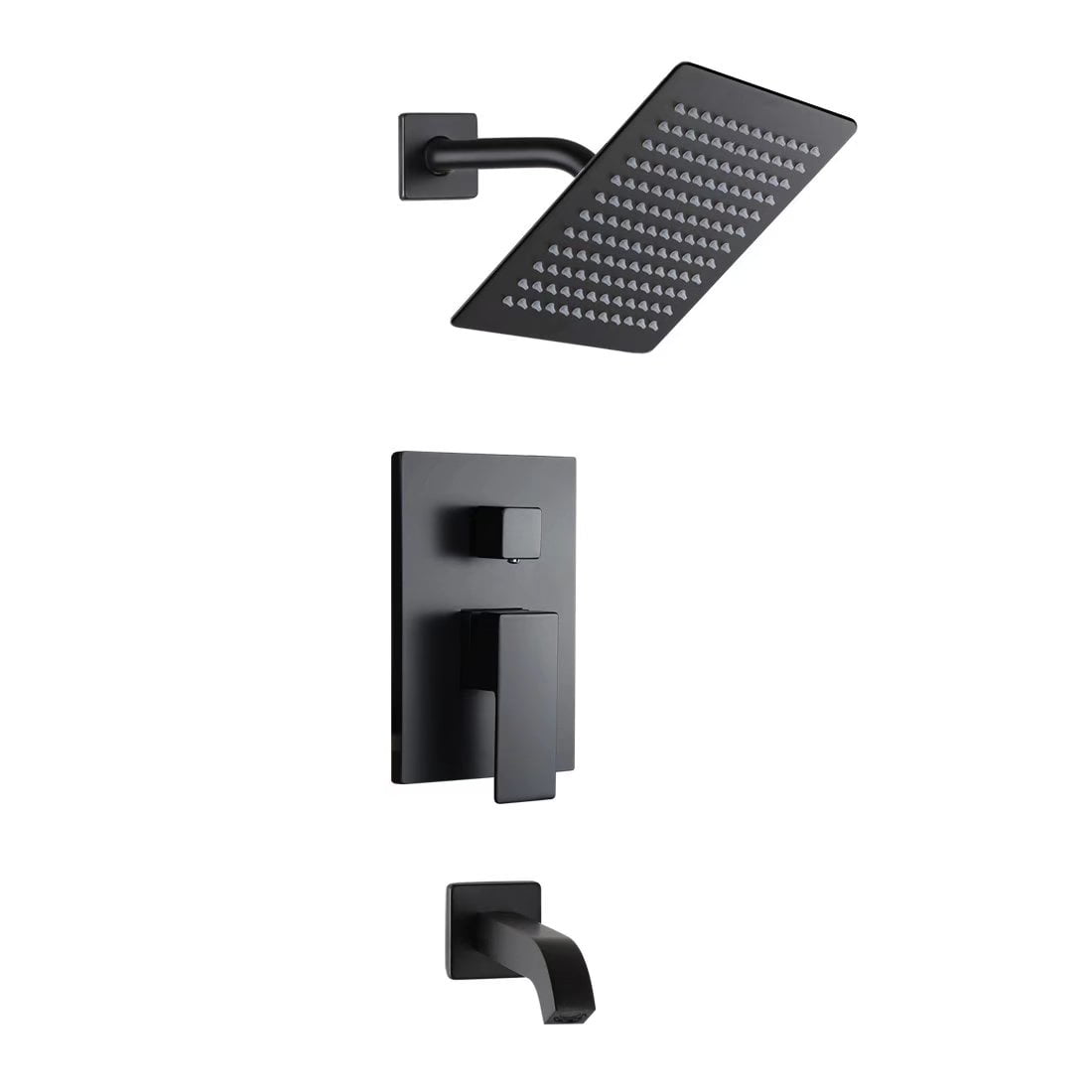 POP Black Shower Faucet Set with Tub Spout Bathroom Luxury Rain Mixer