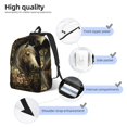 thumbnail image 3 of Disketp Palatial Gold Pattern Horse print Canvas Backpack Lightweight Travel Daypack Student Rucksack Laptop Backpack-Medium, 3 of 5