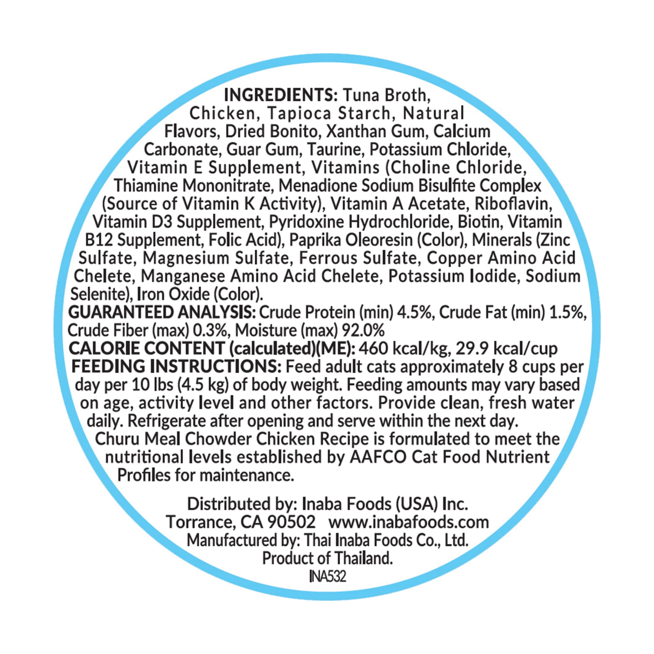 (24 pack) INABA Churu Meal Chowder Adult Wet Cat Food, 2.29 oz cup, Chicken Recipe with Tuna Flavor