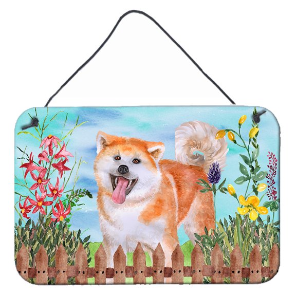 Carolines Treasures CK1265DS812 Akita Spring Wall or Door Hanging Prints  8x12 multicolor