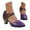 Purple, variant on Mostsola Heels for Women Retro Flower Print Mary Jane Shoes Closed Toe Ankle Strap Dress Shoes