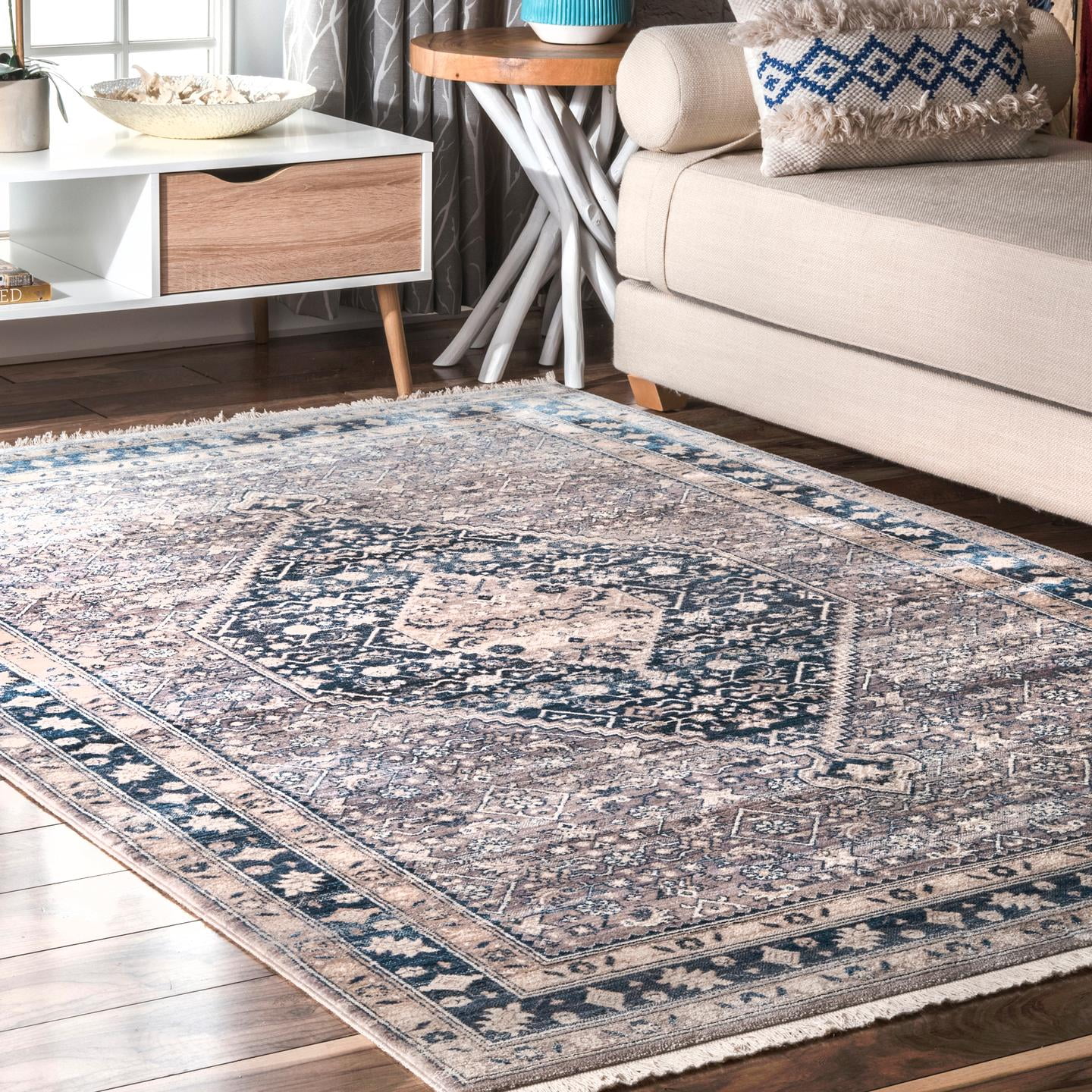 nuLOOM Vintage Eleanor Medallion Fringe Area Rug or Runner