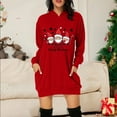 thumbnail image 2 of Christmas Dress for Womens Christmas Outfit Women's Christmas Print Long Sleeve Hoodie Dress With Pockets Casual Sweatshirt, 2 of 5