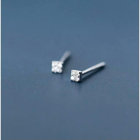 QQTDFG 925 Sterling Silver Cute Tiny Square CZ Post Stud Earrings 2mm A1613-default