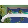 thumbnail image 4 of Ambesonne Fiji Duvet Cover Set, Exotic Beach and Coconut Trees, 2-Calking, Night Blue Turquouise, 4 of 7