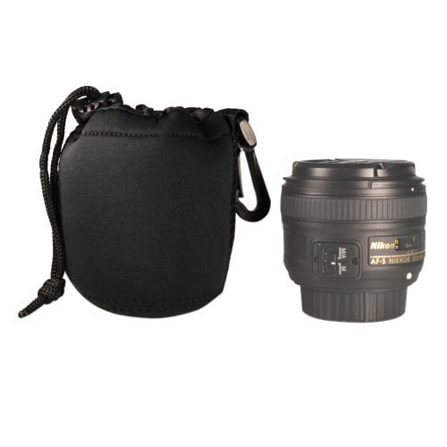 Small Size Selens Black Protective Drawstring Soft Neoprene DSLR Camera Lens Pouch Bag for Sony Canon Nikon Pentax Olympus Panasonic
