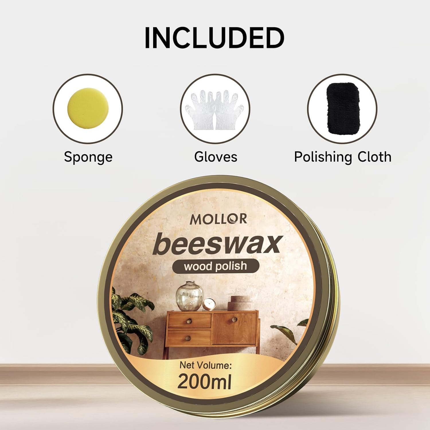 Beeswax Furniture Polish, Cabinet and Table Restorer, Natural Wood Conditioner, Multipurpose Beeswax for Wooden Tools, Protects for a Perfect Finish Bees Wax Polish (1 x 200g with 1 Sponge)