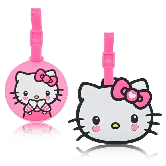 Sanrio Hello Kitty Luggage Tag for Girls 2 Piece Set | 4.25" Hello Kitty Kids Luggage Tags for Suitcases| Travel Essentials Travel Cruise Ship Essentials Luggage Identifier
