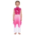 thumbnail image 3 of Sholeno Girls Worship Praise Dance Outfits Sleeveless Sequin Liturgical Tunic Overlay Dress with Wide Leg Pants Hot Pink 14, 3 of 7