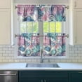 thumbnail image 3 of Pioneer Kitchen Curtains and Valance Set 24 Inch Tier Watercolor Elegant Lotus Flower Curtains Small Drapes for Cafe Living Room Bathroom Farmhouse 3 Pieces Set Rod Pocket, 3 of 6