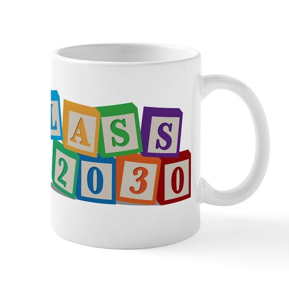 CafePress - Class Of 2030 Blocks Mug - 11 oz Ceramic Mug - Novelty Coffee Tea Cup