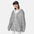 thumbnail image 5 of Goofa GlitterSilver Printed Women's UPF 50+ Sun Protection Hoodie Jacket Lightweight Long Sleeve Sun Shirt for Women with Pocket Hiking Outdoor-XX-Large, 5 of 9