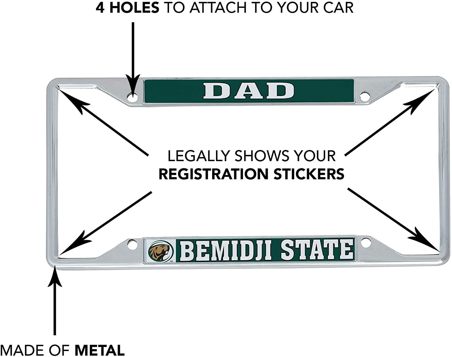 Alumni Desert Cactus Bemidji State University BSU Beavers NCAA Metal License Plate Frame for Front Back of Car Officially Licensed Alumni Desert Cactus Bemidji State University BSU Beavers NCAA Metal License Plate Frame for Front Back of Car Officially Licensed